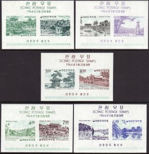 1964 Korea Views S/S souvenir sheet set MVLH w/ rem Sc# 439a / 443a CV $82.50