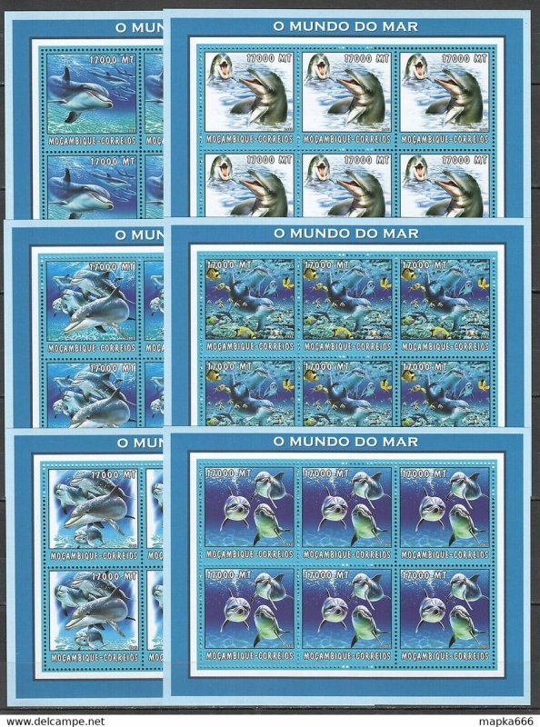 2002 Mozambique New Fauna Marine Life Dolphins !!! 6Set ** Kv137