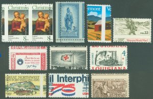 USA Lot/10 Different MISPERFED Stamp Items, Singles & a Pair! Nice EFO's! (SK)