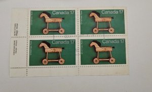 Canada 1979 #840 Christmas-Antique Toys Used Plate Block