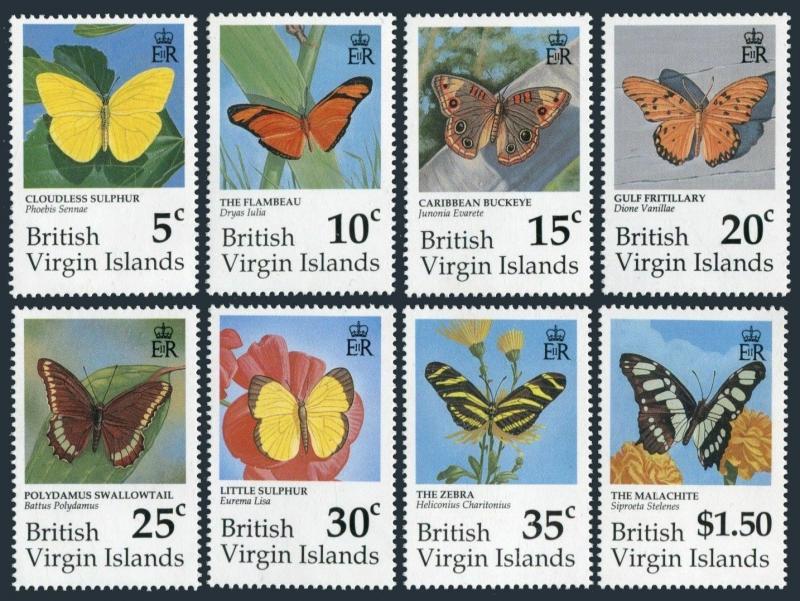 Br Virgin Isls 711-718,719-720,MNH.Michel 729-735,Bl.67-68. Butterflies 1991.