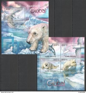 2012 Guinea-Bissau Fauna Birds Animals Global Warming Bl+Kb ** Bc454