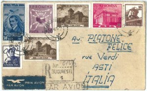 72544 - ROMANIA -   POSTAL HISTORY - Registered Airmail COVER to ITALY 1955