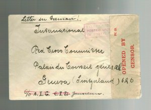 1940 Palestine Police Force HQ Cover to Red Cross Switzerland German Detainee