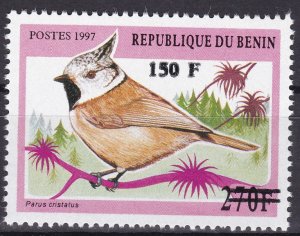 BENIN 2000 1294 150F €100 BIRDS BIRD PUBLISHED OVERPRINT SURCHARGE MNH-