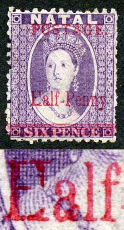 Natal SG114a 1/2d on 6d Variety EALF-Penny Cat 26 pounds M/M Fine and Fresh