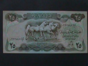 IRAQ-CENTRAL BANK OF IRAQ-25 DINARS-UN CIRCULATED-LARGE HORSES BANK NOTES- RARE