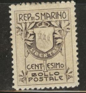 San Marino Scott 78a MH* 1907 type 1, 18.5mm  wide CV $16