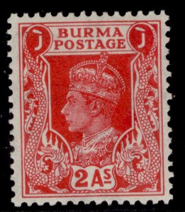 BURMA GVI SG24, 2a carmine, LH MINT.