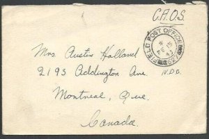 CANADA 1943 WW2 cover ex Br FPO 527 from a gunner in the Canadian Army.....64352