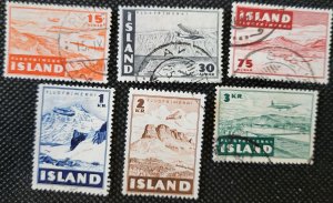 Iceland, 1947, set of 6, Air mail, Aerial view, Reykjavik, used, SCV$10.50