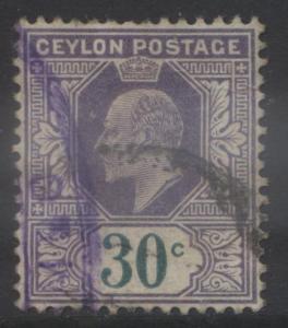 CEYLON -Scott 174- KEVII - Definitive- 1903- Wmk 2- Used -Single 30c Stamp1