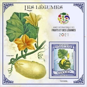 Togo - 2021 Vegetables, Giraumon - Stamp Souvenir Sheet - TG210205b