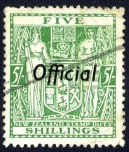 New Zealand Sc# O75 Used 1936-1942 5sh Official