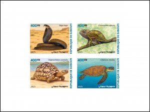 DJIBOUTI 2025 DELUXE PROOF - REPTILES - TURTLE TURTLES SNAKES CHAMELEONS-