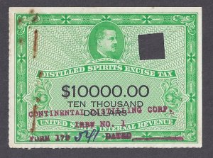 RX46 the $10,000 Distilled Spirits Excise Tax stamp...punched