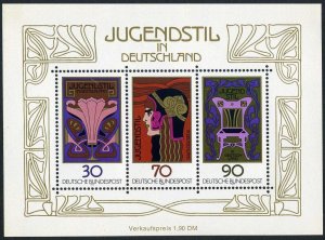 Germany 1243 ac sheet, MNH. Michel 923-925 Bl.14. German Art Nouveau, 1977.