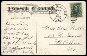 USA 1909 New Windsor Colorado DPO Helbock R1  Cover 92649