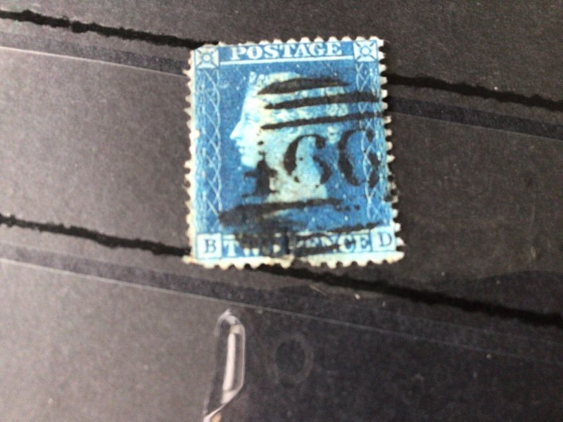 Great Britain queen Victoria 2 penny Blue stamp Ref  56871