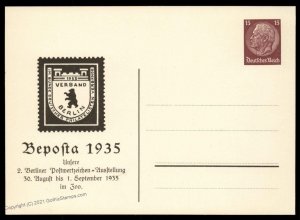 Germany 1935 BERLIN BEPOSTA Stamp Show Private Card Cover Advertising UNU G99353