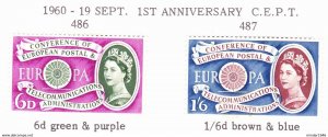 GREAT BRITAIN 1960 QEII Postal and Telecommunications Set SG621-622 MH