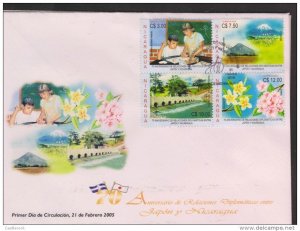 RO) 2005 NICARAGUA, ADULT EDUCATION, VOLCANO, BRIDGE, RIVER, FLOWERS,DIPLOMATIC