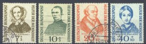 Germany Sc# B344-B347 Used (a) 1955 7+3pf-40+10pf Portraits