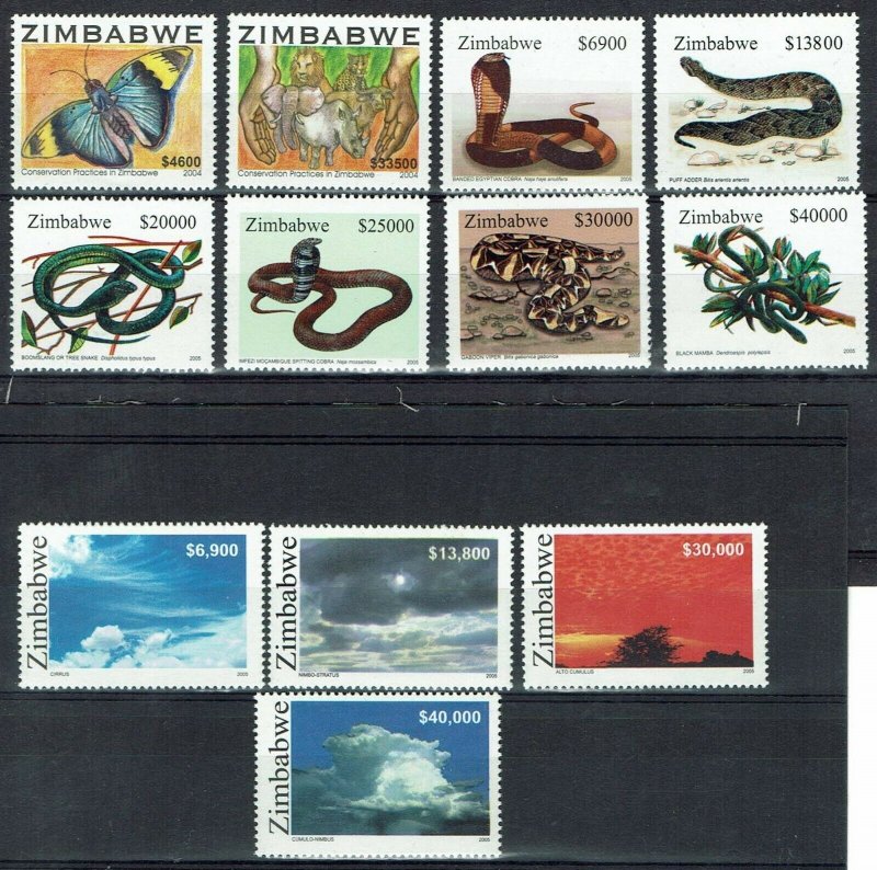 ZIMBABWE 2004 - 2005 3 COMMEMORATIVE SETS MNH **