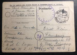 1945 Herringen Germany RAD Lager Labor Camp Postcard Cover To Flensburg