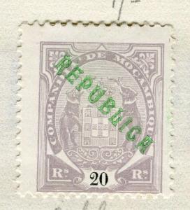 PORTUGUESE MOZAMBIQUE;  1911 Local REPUBLICA issue Mint hinged 20r. value