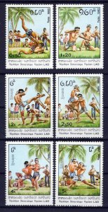 Laos 361-366 MNH Issued W/O Gum Sports Games Laotian Wrestling ZAYIX 0224S0190M