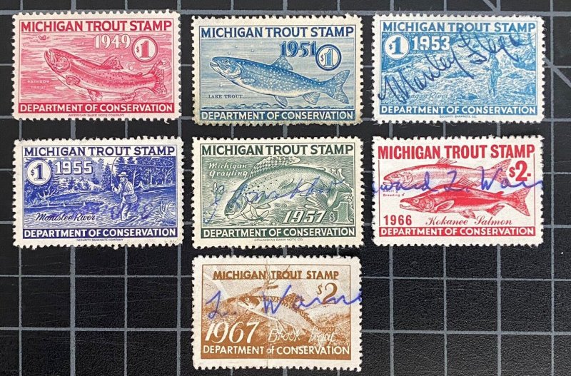 US Stamps - Michigan Trout Stamps - Used - Unique Collection
