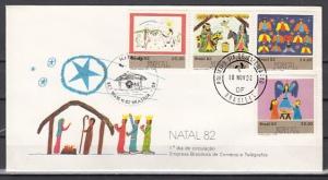 Brazil, Scott cat. 1826-1829. Christmas with Child`s Art. First day cover. ^