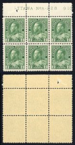 Canada SG247a 2c Deep Green plate Block Very Fine U/M (MNH) Unitrade Cat 540+++