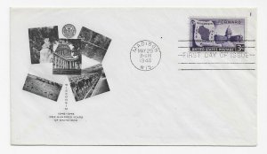 US 957 (Me-25) 3c Wisconsin Statehood single on FDC Fulton Cachet ECV $20.00