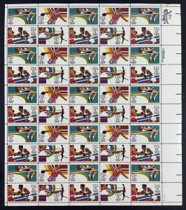 2048-2051 LA SUMMER OLYMPICS Sheet of 50 US 13¢ Stamps 1984 NH, Minor edge flaws