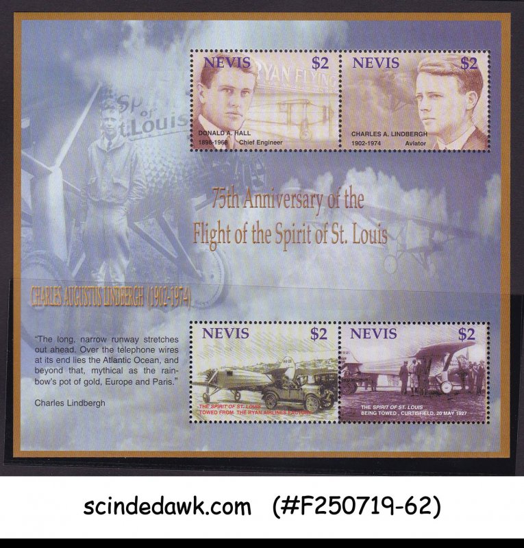 NEVIS 2003 75th ANNIV. OF THE FLIGHT OF THE SPIRIT OF ST. LOIUS MIN/SHT MNH