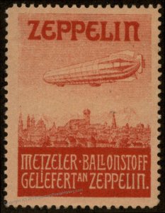 Germany WWI Zeppelin MNG Flight Label Vignette Cinderella 93728