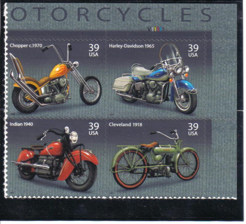 4085-88 - .39 Motorcycles plate block mnh vf.