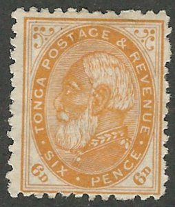 Tonga, 1892, Scott #4, unused, fine, 6p King George I, orange yellow