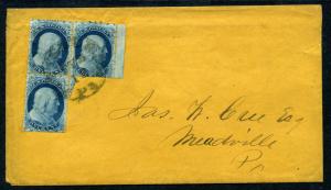 20 Franklin Used Block of 3 Stamps on Nice Cover (Stock 20-29)