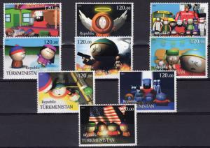 Turkmenistan 2001 South Park -American Flag Set  (9) MNH