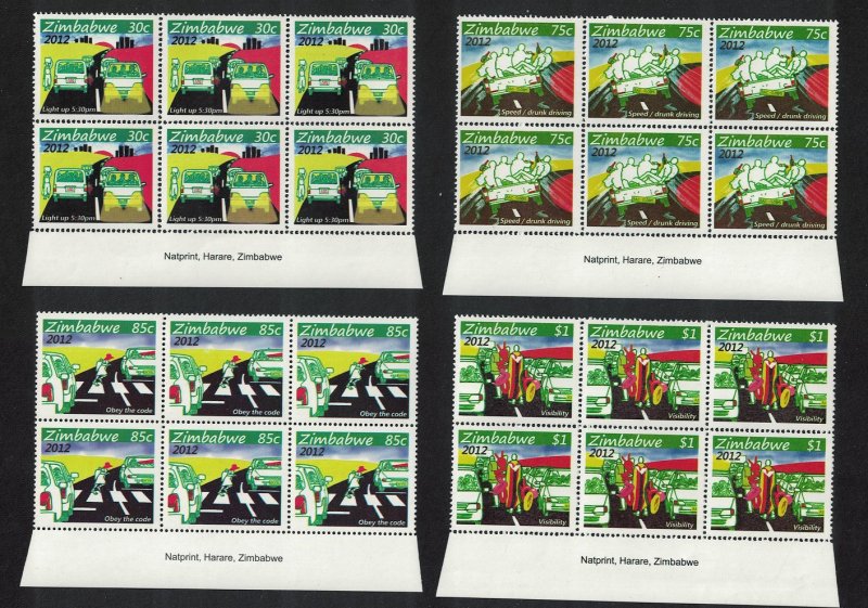 Zimbabwe Life Awareness Road Safety Imprint Blocks of 6 SG#1341-1344