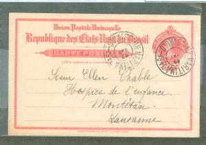 Brazil  1908, 100R Carmine, clean, maritime cancel