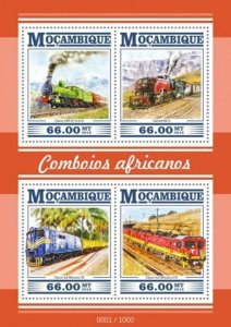 Mozambique - 2015 African Trains - 4 Stamp Sheet - 13A-1661