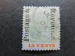 A4P43F56 Mauritius 1902 surch type 44 15c used