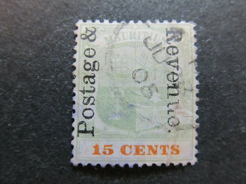 A4P43F56 Mauritius 1902 surch type 44 15c used