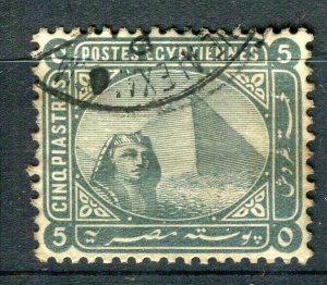 EGYPT; 1881-1902 early Pyramid & Sphinx issue used Shade of 5Pi. value