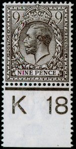 SG392 SPEC N29(2), 9d pale agate, LH MINT. Cat £28. CONTROL K18 PERF.