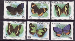 Vanuatu-Sc#346-8- id9- unused NH set-Insects-Butterflies-1983-